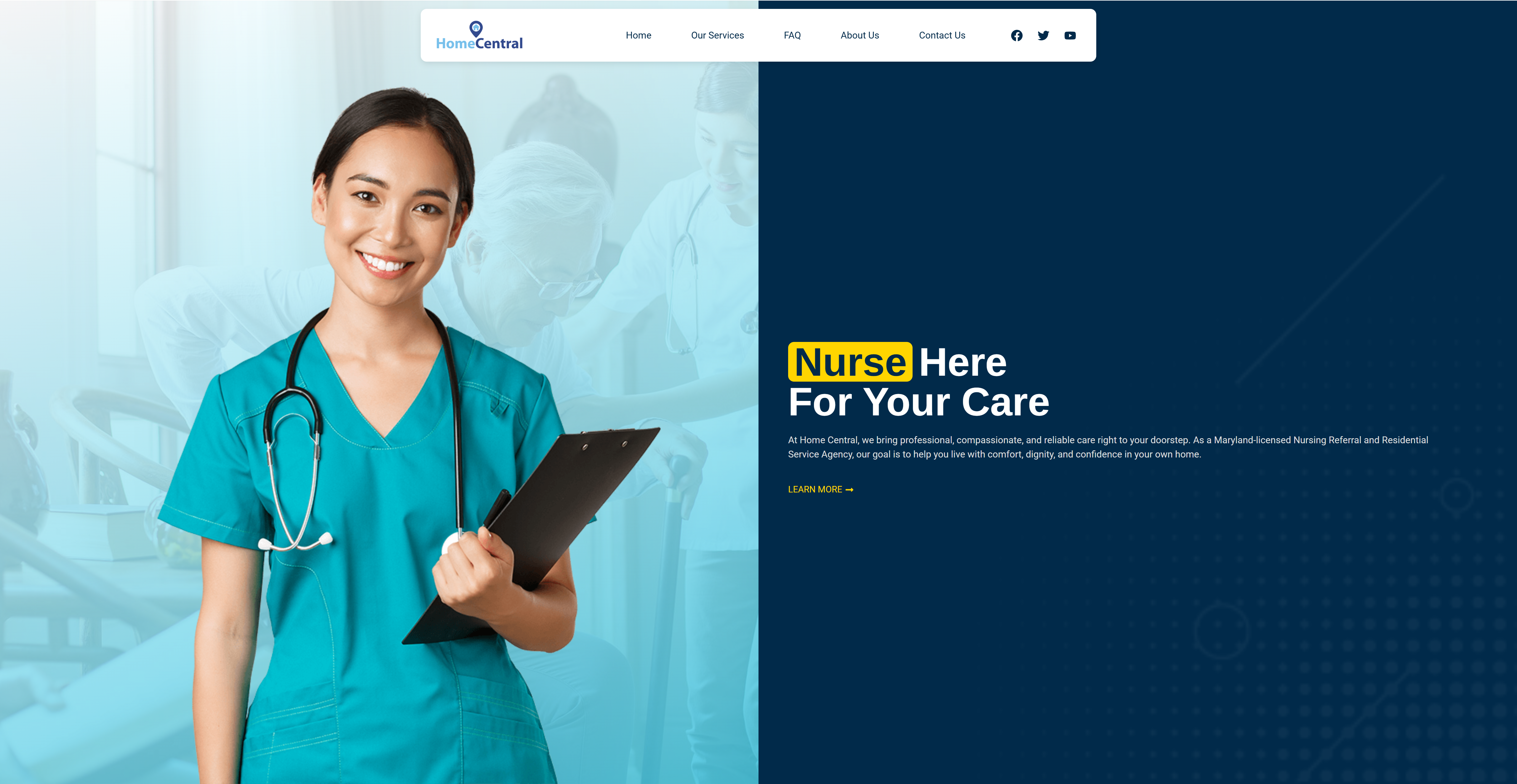 Home Central Care website - Professional home care agency web design
