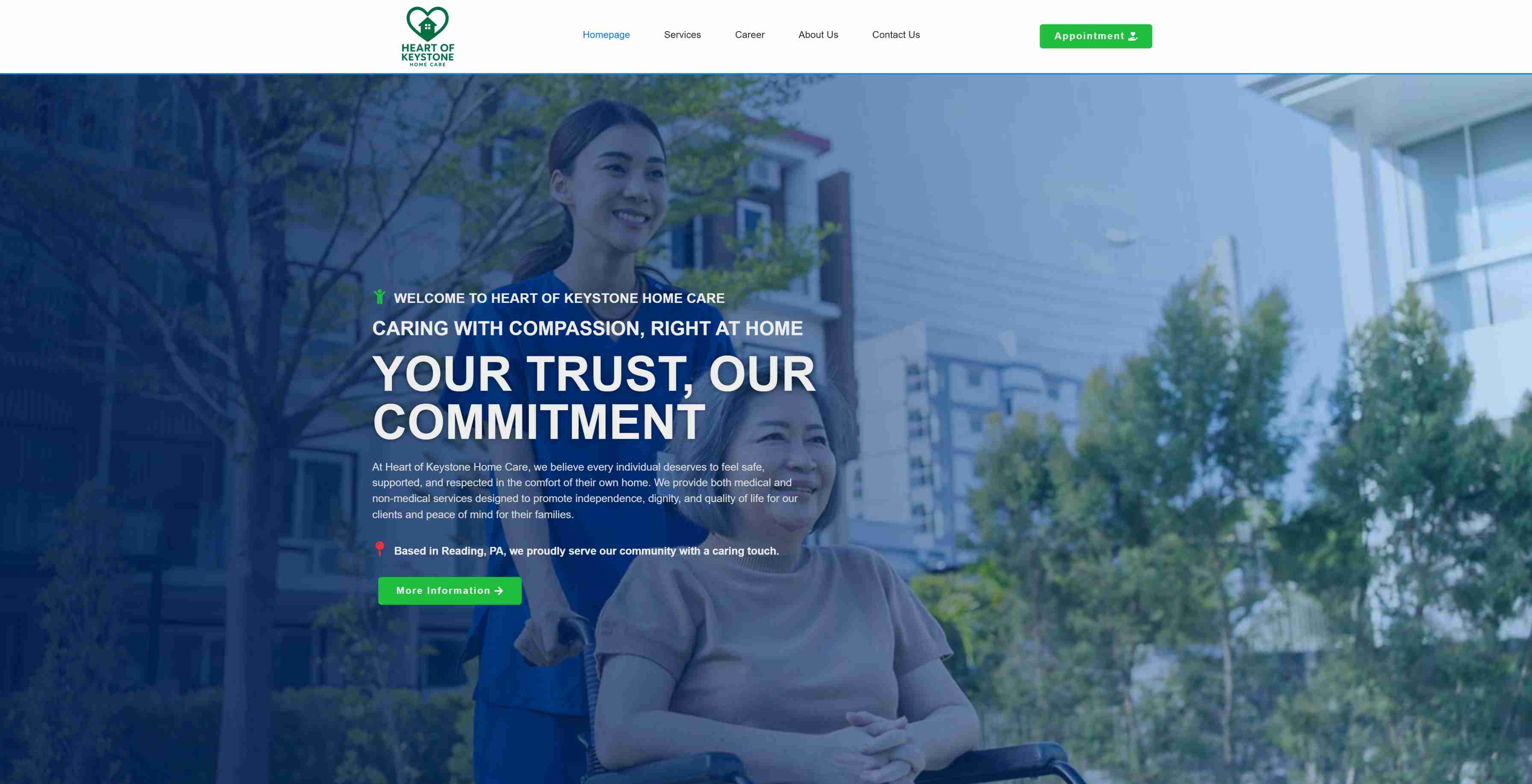 Heart of Keystone Home Care website - Professional home care web design for Pennsylvania residents