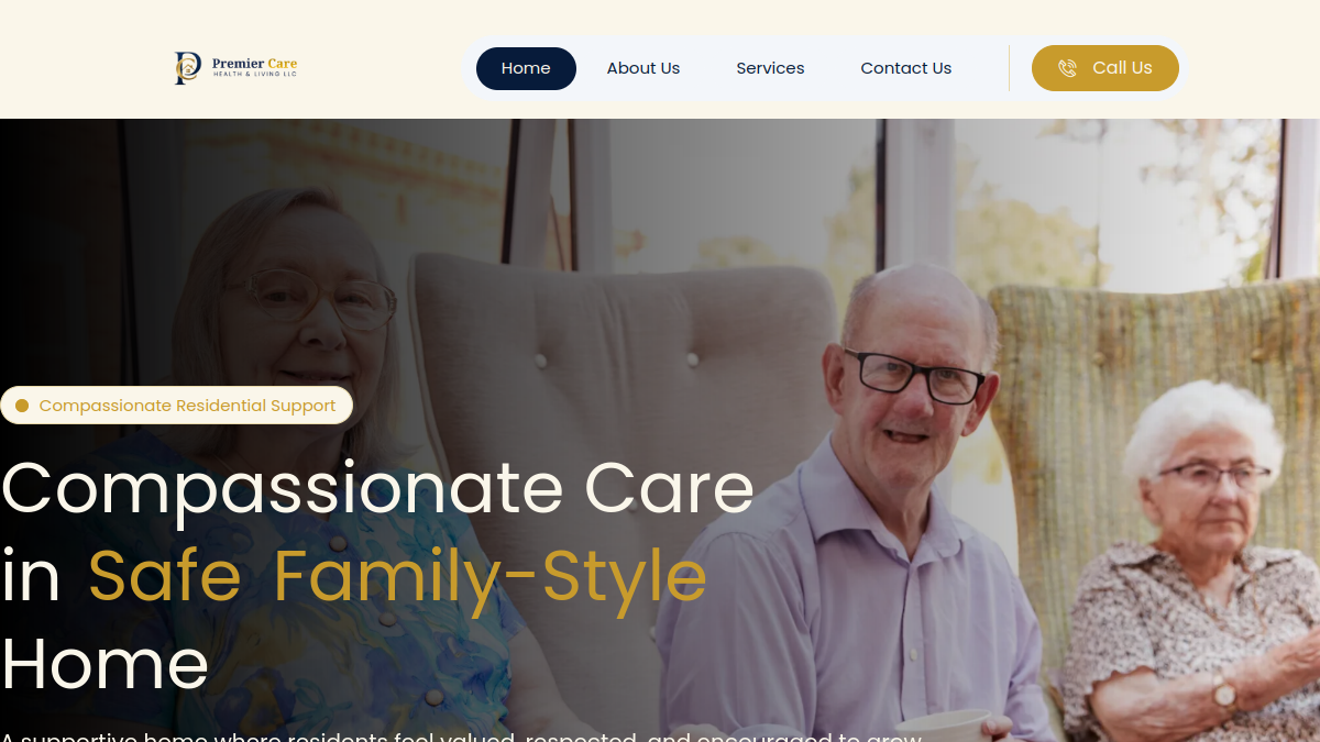 Premier Care Health and Living website - Residential support web design for adult women with disabilities in Leesburg, Virginia
