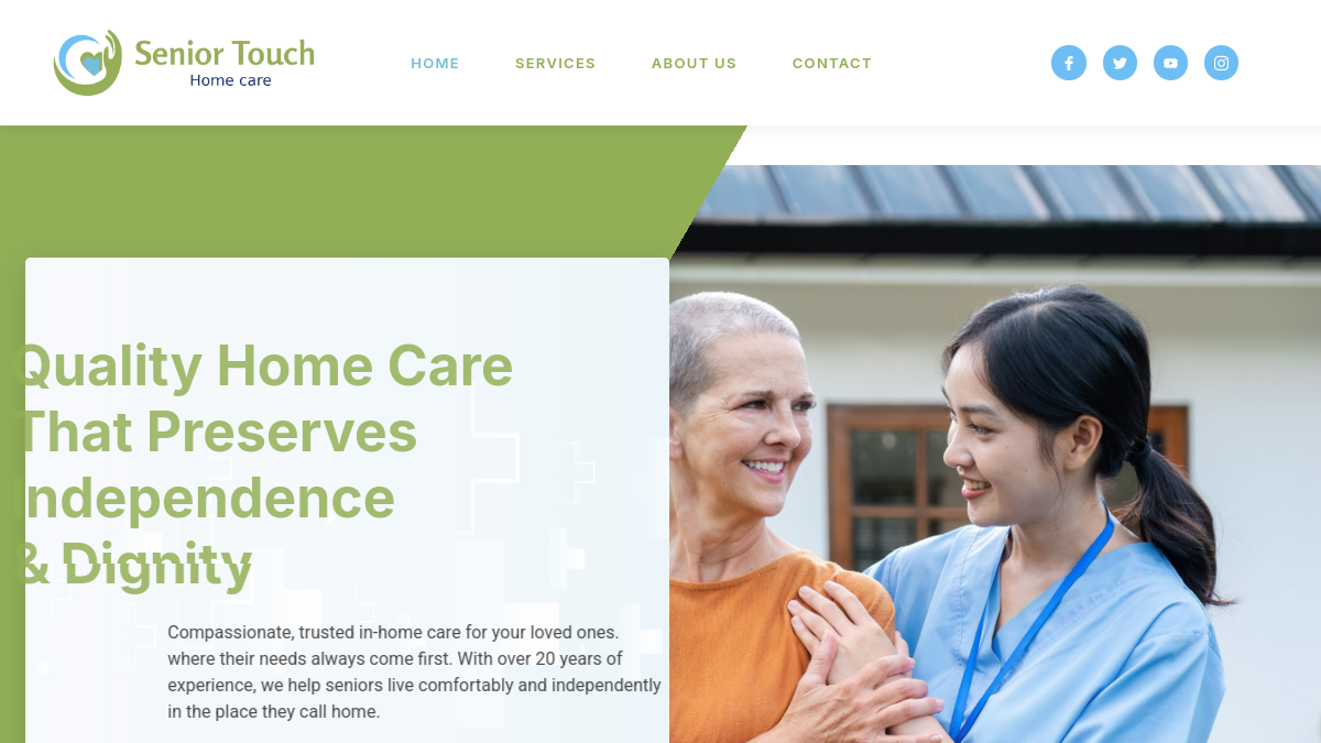 Senior Touch Home Care website - Professional in-home senior care web design