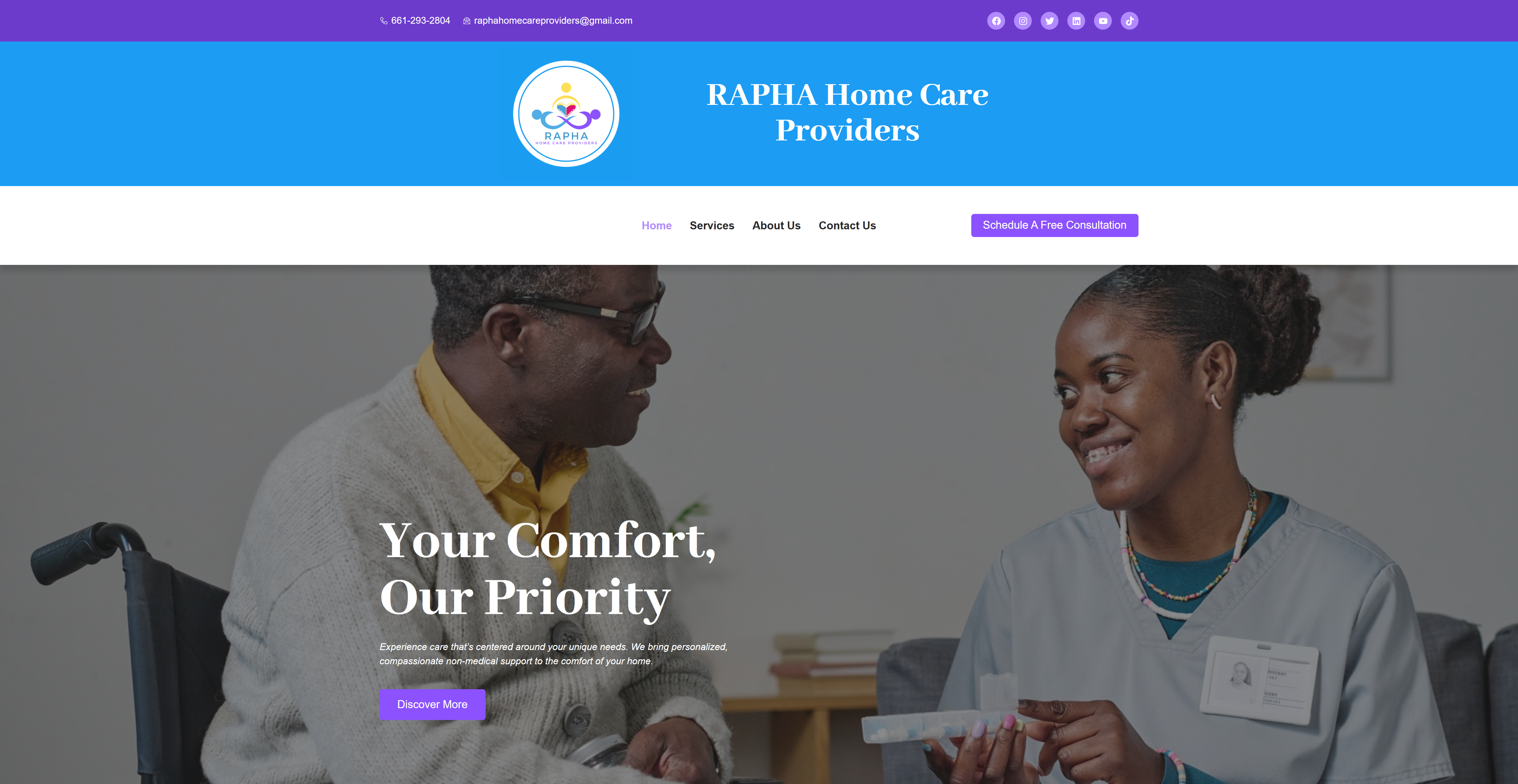 Rapha Home Care Providers website - Modern home care web design and development